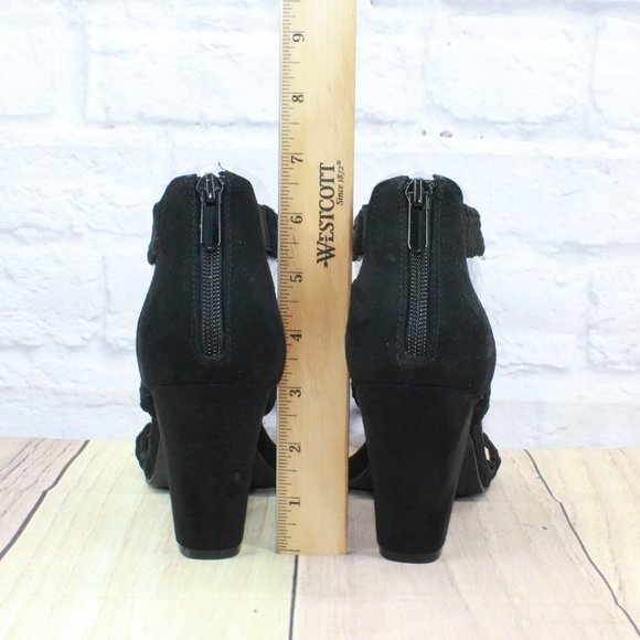 Torrid Black Fabric Braided Strap Cone Heel Sandals Size 7 Wide - Picture 8 of 9